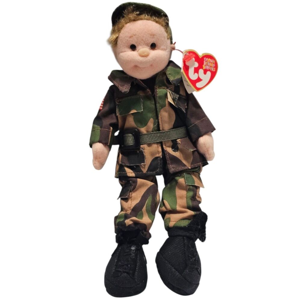 TY Teenie Beanie Boppers 2003 Private Pete Plush with Hang Tag Ornament 8"